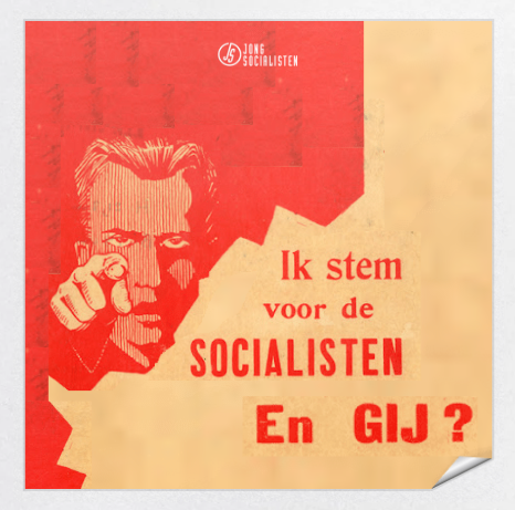 Sticker 'Ik stem voor de socialisten' (vierkant)